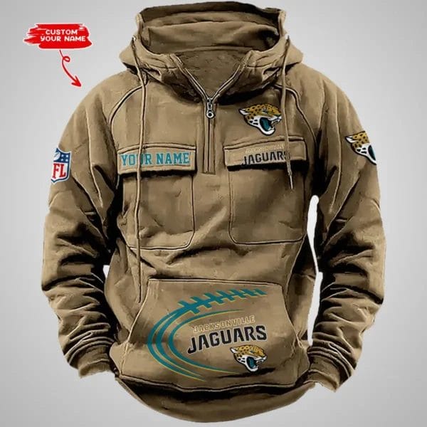 Jacksonville Jaguars New Personalized Multi Pockets Zip Hoodie AMCMZHD000065 - Image 3
