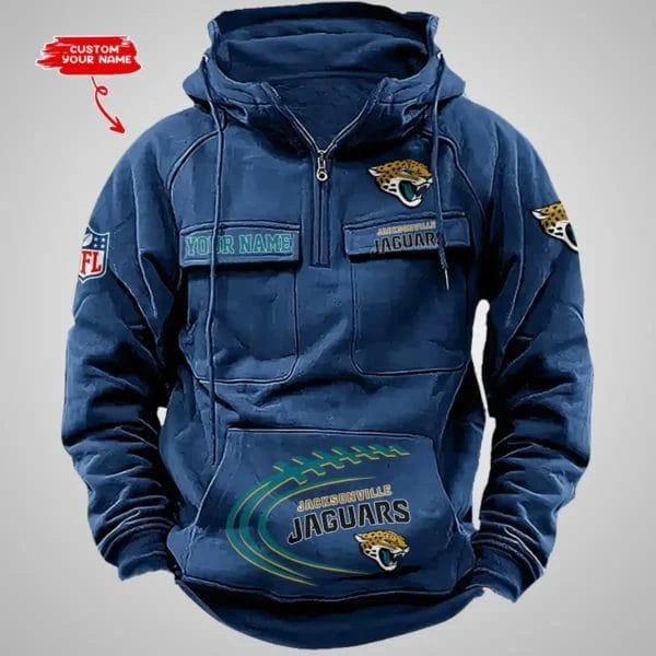 Jacksonville Jaguars New Personalized Multi Pockets Zip Hoodie AMCMZHD000065 - Image 5