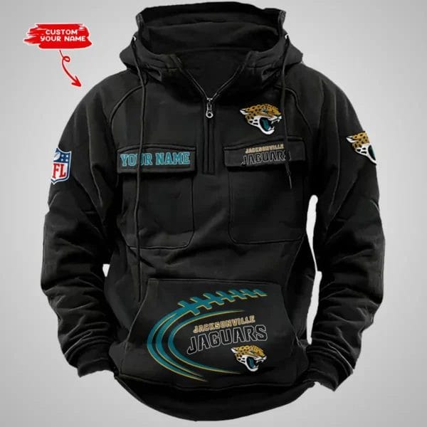 Jacksonville Jaguars New Personalized Multi Pockets Zip Hoodie AMCMZHD000065 - Image 4