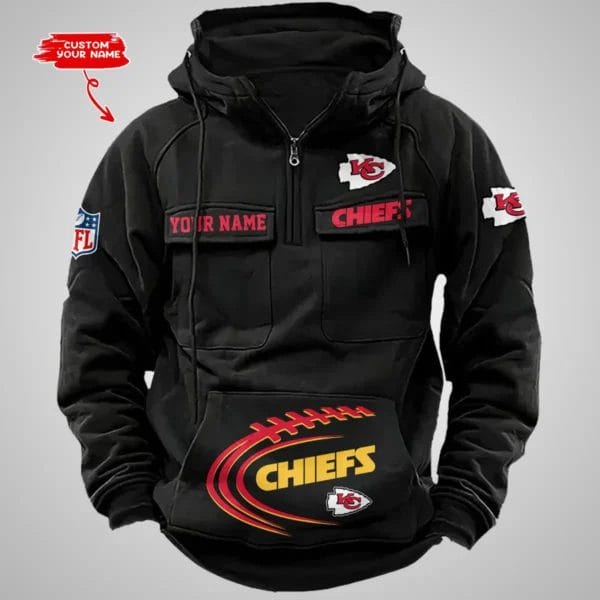 Kansas City Chiefs New Personalized Multi Pockets Zip Hoodie AMCMZHD000066 - Image 3