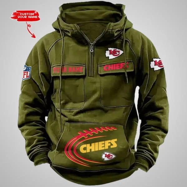 Kansas City Chiefs New Personalized Multi Pockets Zip Hoodie AMCMZHD000066 - Image 2