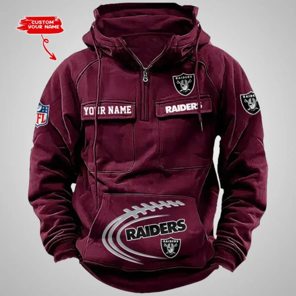 Las Vegas Raiders New Personalized Multi Pockets Zip Hoodie AMCMZHD000067 - Image 4