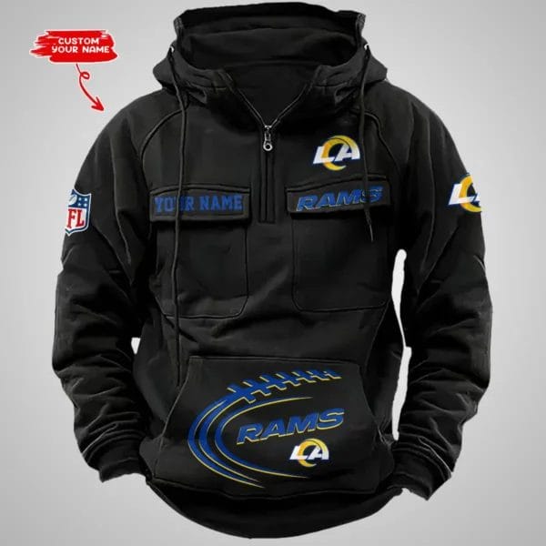 Los Angeles Rams New Personalized Multi Pockets Zip Hoodie AMCMZHD000072 - Image 5