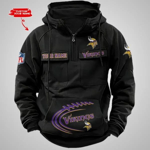 Minnesota Vikings New Personalized Multi Pockets Zip Hoodie AMCMZHD000070 - Image 5
