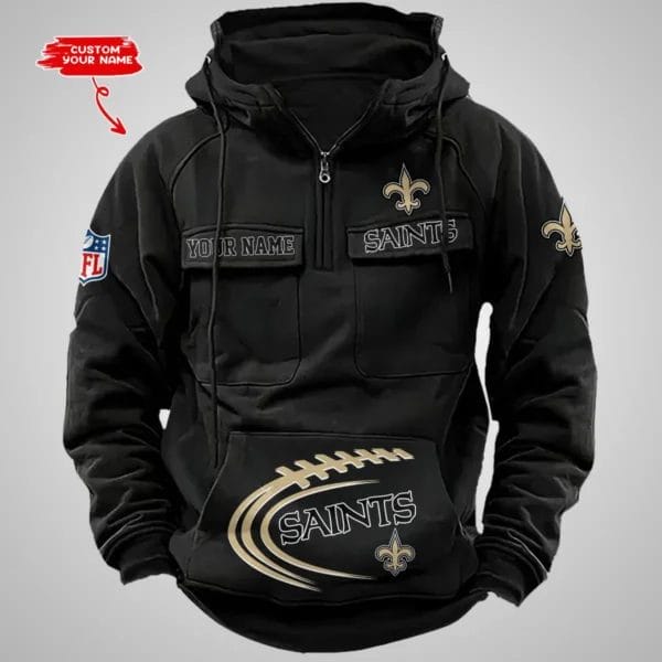 New Orleans Saints New Personalized Multi Pockets Zip Hoodie AMCMZHD000073 - Image 4