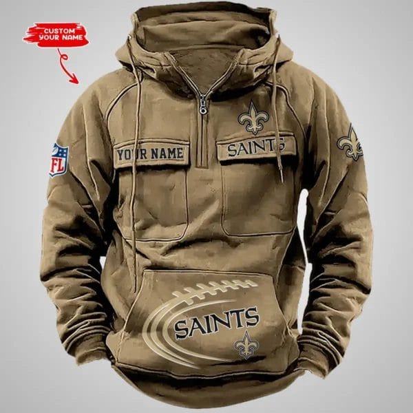 New Orleans Saints New Personalized Multi Pockets Zip Hoodie AMCMZHD000073 - Image 2