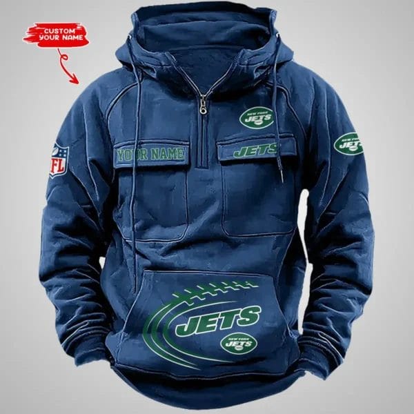 New York Jets New Personalized Multi Pockets Zip Hoodie AMCMZHD000074 - Image 4