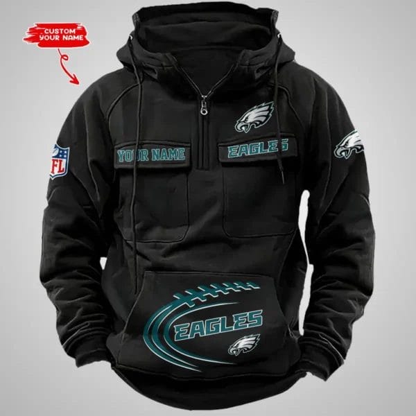 Philadelphia Eagles New Personalized Multi Pockets Zip Hoodie AMCMZHD000105 - Image 3