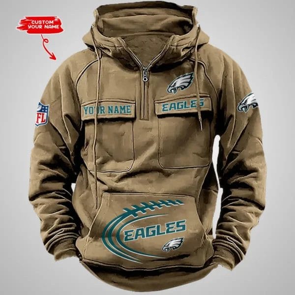 Philadelphia Eagles New Personalized Multi Pockets Zip Hoodie AMCMZHD000105 - Image 5