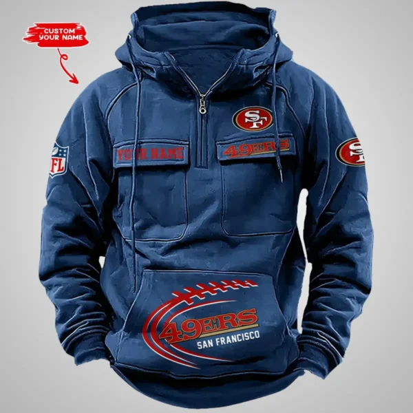 San Francisco 49ers New Personalized Multi Pockets Zip Hoodie AMCMZHD000061 - Image 3