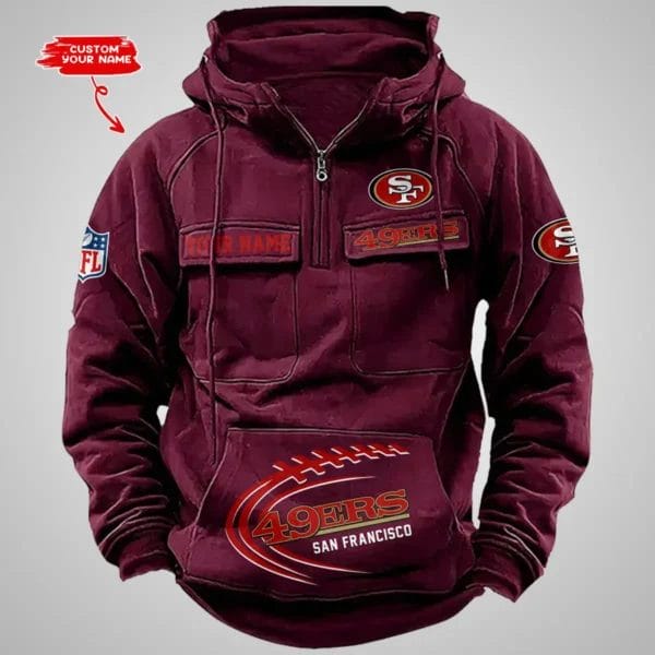 San Francisco 49ers New Personalized Multi Pockets Zip Hoodie AMCMZHD000061 - Image 6