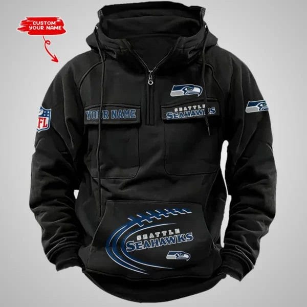 Seattle Seahawks New Personalized Multi Pockets Zip Hoodie AMCMZHD000062 - Image 5