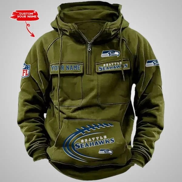 Seattle Seahawks New Personalized Multi Pockets Zip Hoodie AMCMZHD000062 - Image 3
