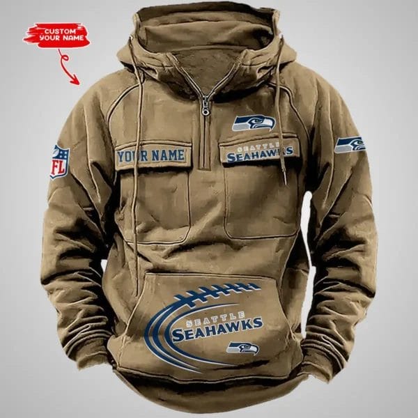 Seattle Seahawks New Personalized Multi Pockets Zip Hoodie AMCMZHD000062 - Image 4