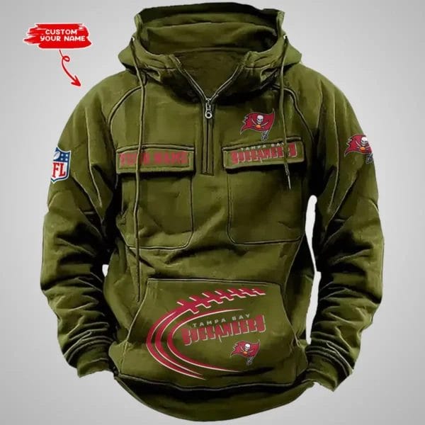Tampa Bay Buccaneers New Personalized Multi Pockets Zip Hoodie AMCMZHD000063 - Image 2