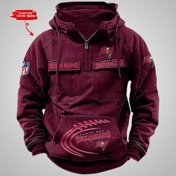 Tampa Bay Buccaneers New Personalized Multi Pockets Zip Hoodie AMCMZHD000063 - Image 5