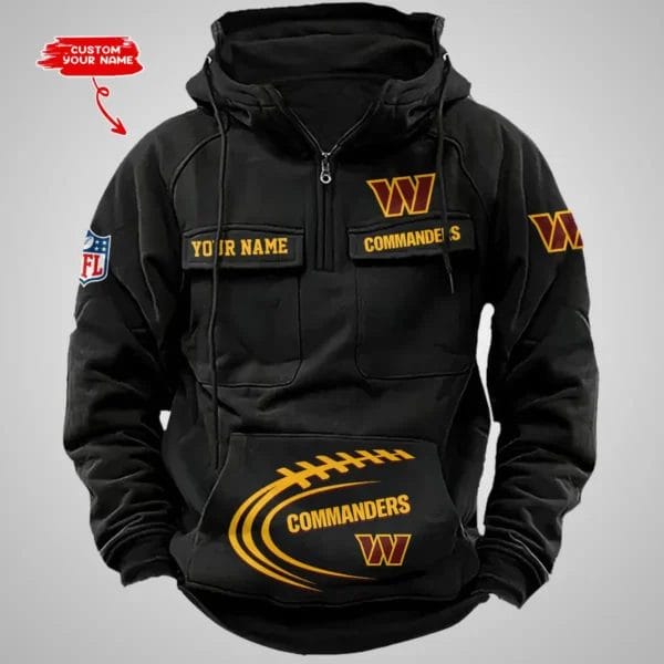 Washington Commanders New Personalized Multi Pockets Zip Hoodie AMCMZHD000064 - Image 2