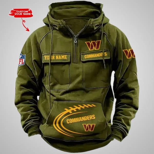 Washington Commanders New Personalized Multi Pockets Zip Hoodie AMCMZHD000064 - Image 5