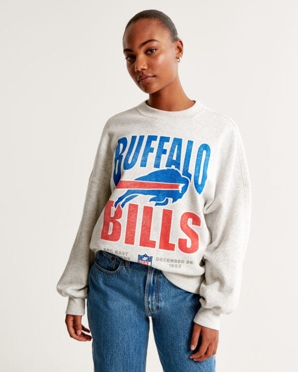 Buffalo Bills Graphic Oversized Sunday Women Sweatshirt Crew AMCWSS0019 - Image 2
