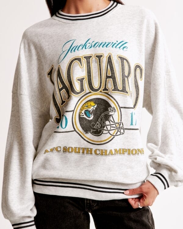 Jacksonville Jaguars Graphic Oversized Sunday Women Sweatshirt Crew AMCWSS0009 - Image 2