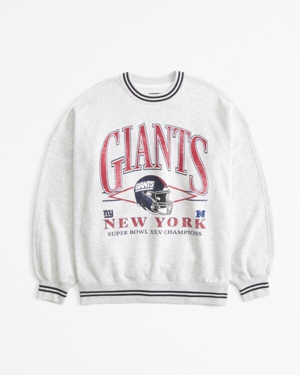 New York Giants Graphic Oversized Sunday Women Sweatshirt Crew AMCWSS0004