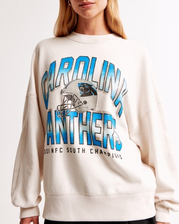 Carolina Panthers Graphic Oversized Sunday Women Sweatshirt Crew AMCWSS0011 - Image 2