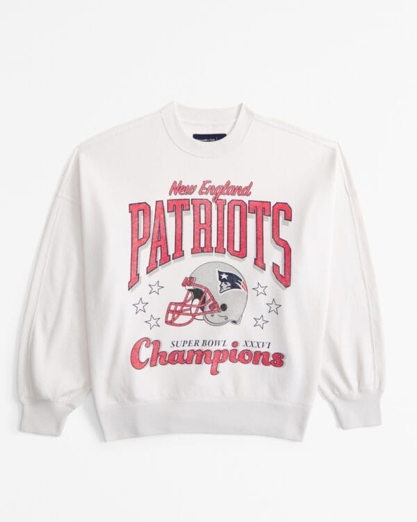 New England Patriots Graphic Oversized Sunday Women Sweatshirt Crew AMCWSS0015