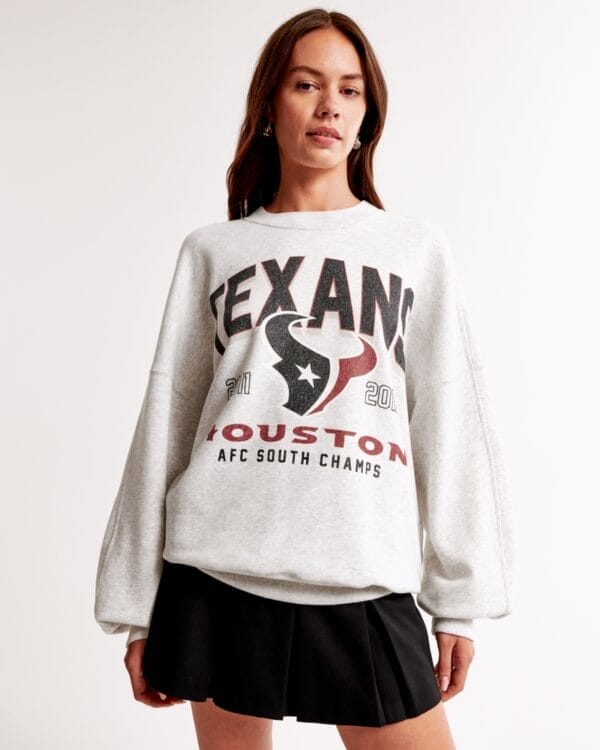 Houston Texans Graphic Oversized Sunday Women Sweatshirt Crew AMCWSS0012 - Image 2