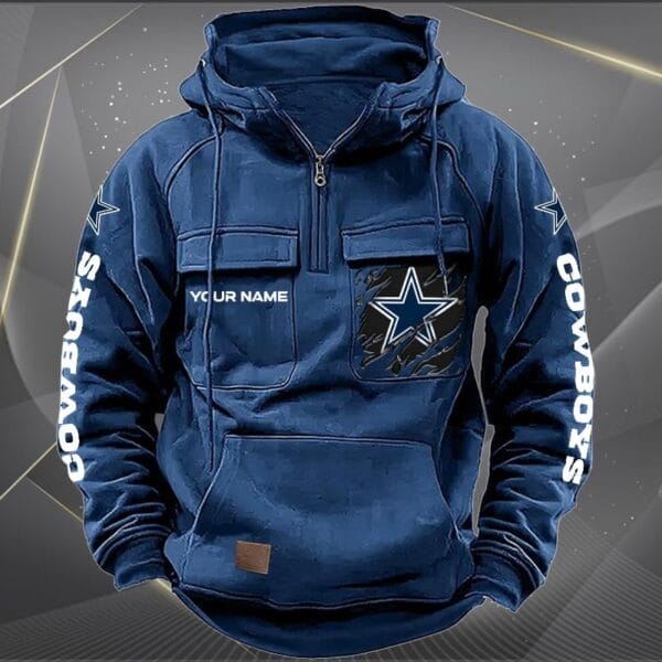 Dallas Cowboys  New Personalized Multi Pockets Zip Hoodie AMCMZHD000040 - Image 2