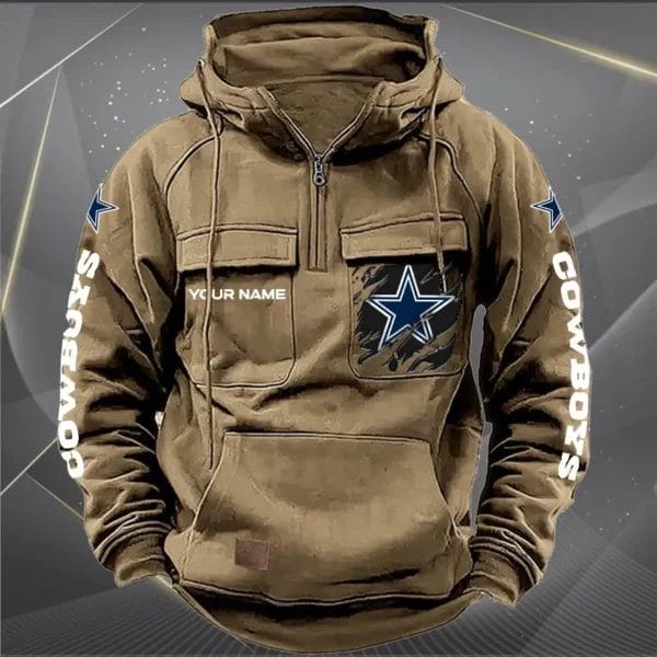 Dallas Cowboys  New Personalized Multi Pockets Zip Hoodie AMCMZHD000040 - Image 3