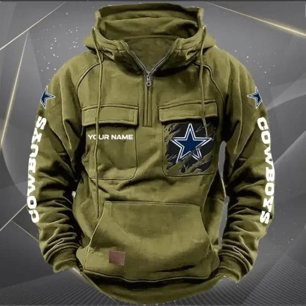Dallas Cowboys  New Personalized Multi Pockets Zip Hoodie AMCMZHD000040 - Image 4