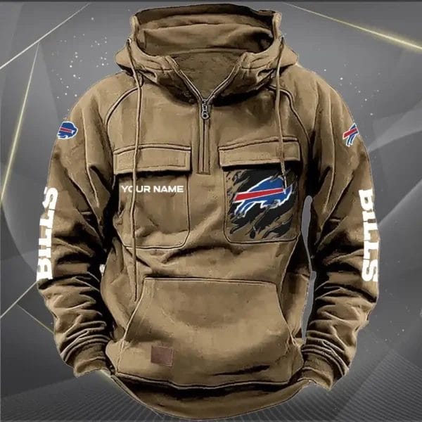 Buffalo Bills  New Personalized Multi Pockets Zip Hoodie AMCMZHD000035 - Image 3