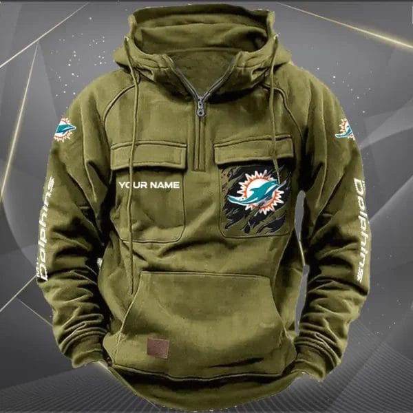 Miami Dolphins  New Personalized Multi Pockets Zip Hoodie AMCMZHD000051 - Image 4
