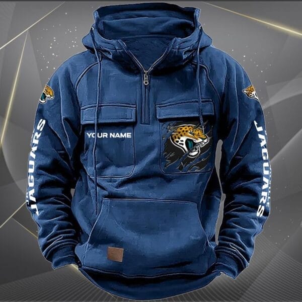 Jacksonville Jaguars  New Personalized Multi Pockets Zip Hoodie AMCMZHD000046 - Image 2