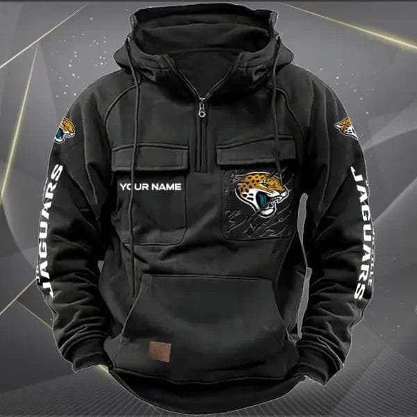 Jacksonville Jaguars  New Personalized Multi Pockets Zip Hoodie AMCMZHD000046