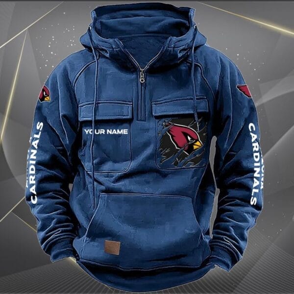 Arizona Cardinals  New Personalized Multi Pockets Zip Hoodie AMCMZHD000033 - Image 2