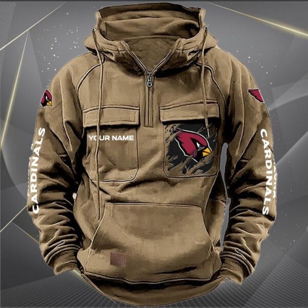 Arizona Cardinals  New Personalized Multi Pockets Zip Hoodie AMCMZHD000033 - Image 3