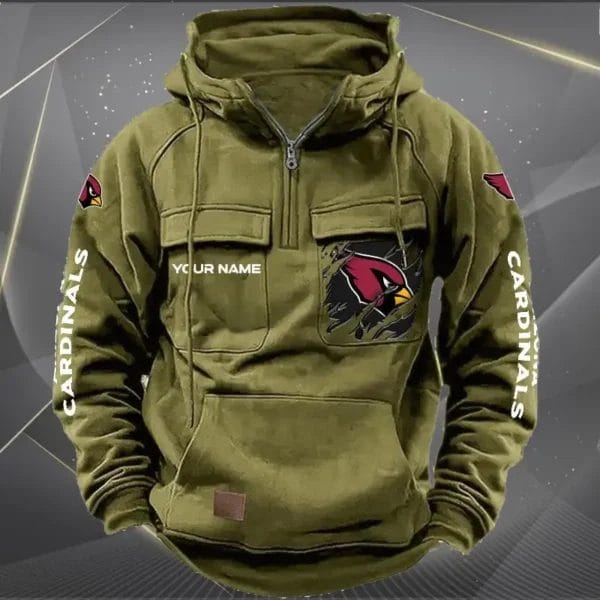 Arizona Cardinals  New Personalized Multi Pockets Zip Hoodie AMCMZHD000033 - Image 4