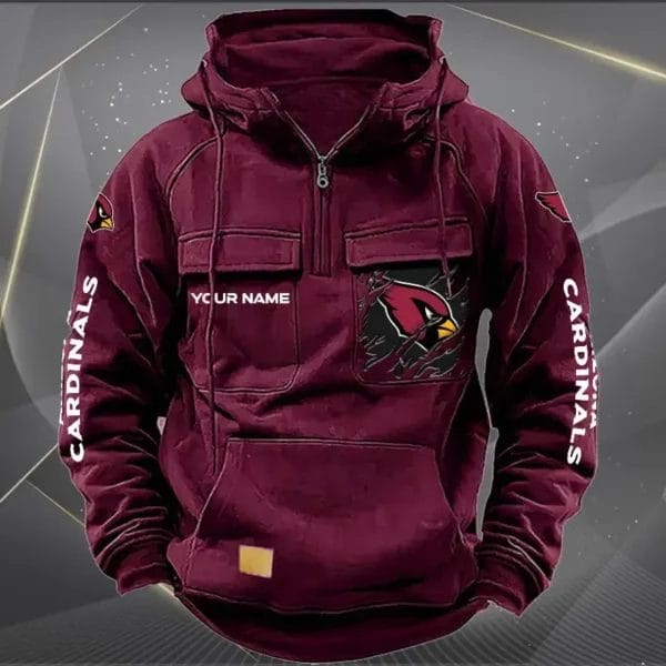 Arizona Cardinals  New Personalized Multi Pockets Zip Hoodie AMCMZHD000033 - Image 5