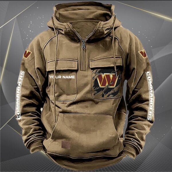 Washington Commanders  New Personalized Multi Pockets Zip Hoodie AMCMZHD000060 - Image 3