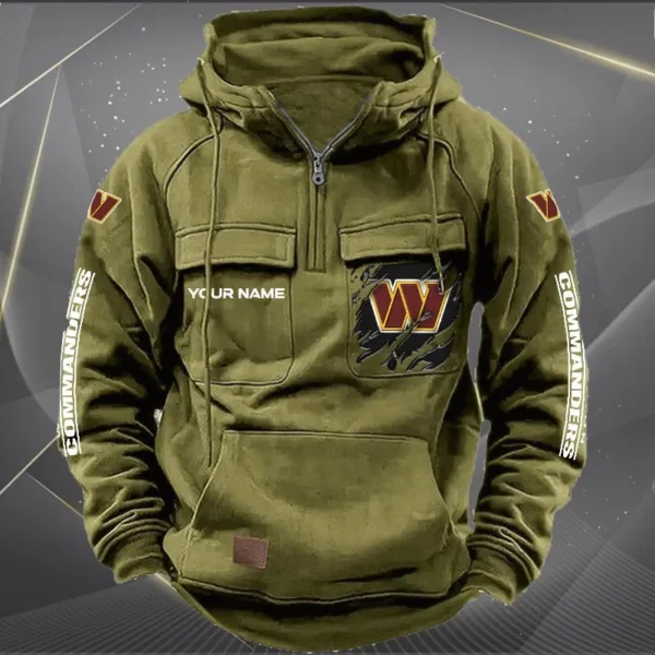 Washington Commanders  New Personalized Multi Pockets Zip Hoodie AMCMZHD000060 - Image 4