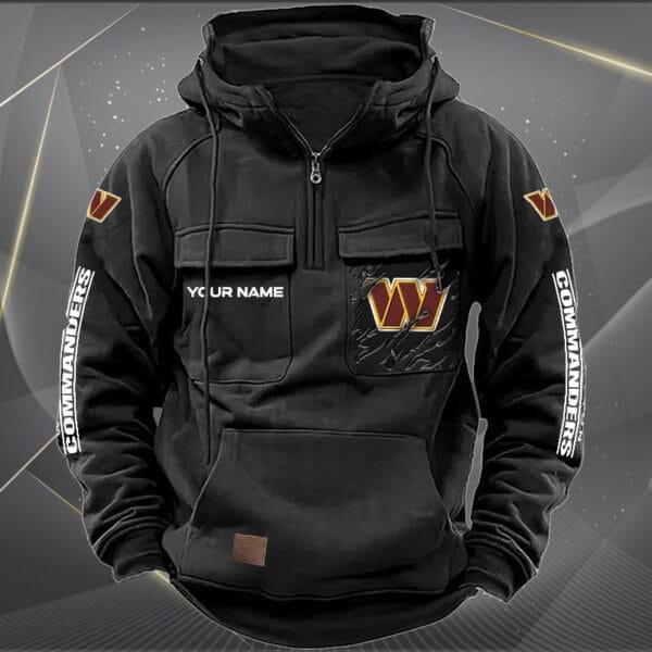 Washington Commanders  New Personalized Multi Pockets Zip Hoodie AMCMZHD000060