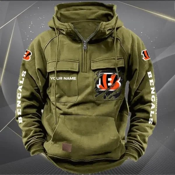 Cincinnati Bengals  New Personalized Multi Pockets Zip Hoodie AMCMZHD000038 - Image 4