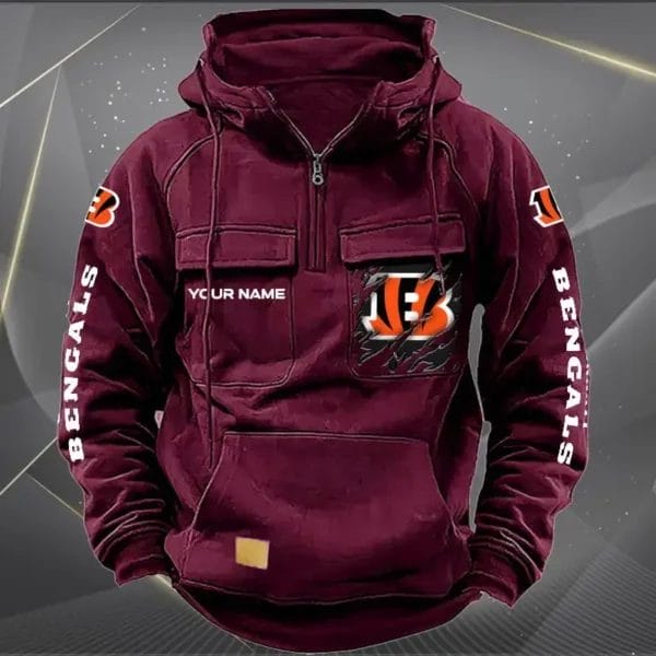 Cincinnati Bengals  New Personalized Multi Pockets Zip Hoodie AMCMZHD000038 - Image 5