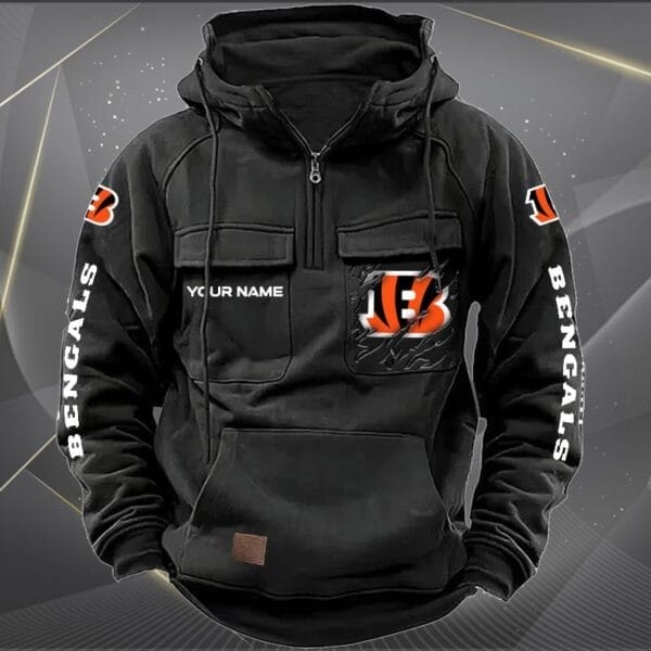 Cincinnati Bengals  New Personalized Multi Pockets Zip Hoodie AMCMZHD000038