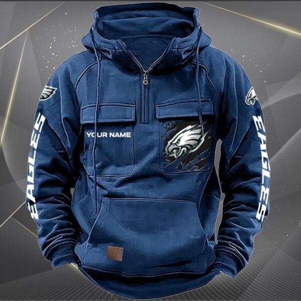 Philadelphia Eagles  New Personalized Multi Pockets Zip Hoodie AMCMZHD000056 - Image 2