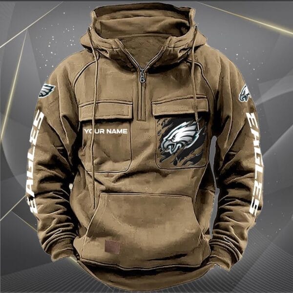 Philadelphia Eagles  New Personalized Multi Pockets Zip Hoodie AMCMZHD000056 - Image 3