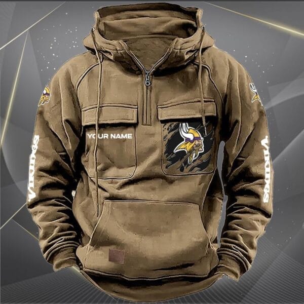 Minnesota Vikings  New Personalized Multi Pockets Zip Hoodie AMCMZHD000052 - Image 3