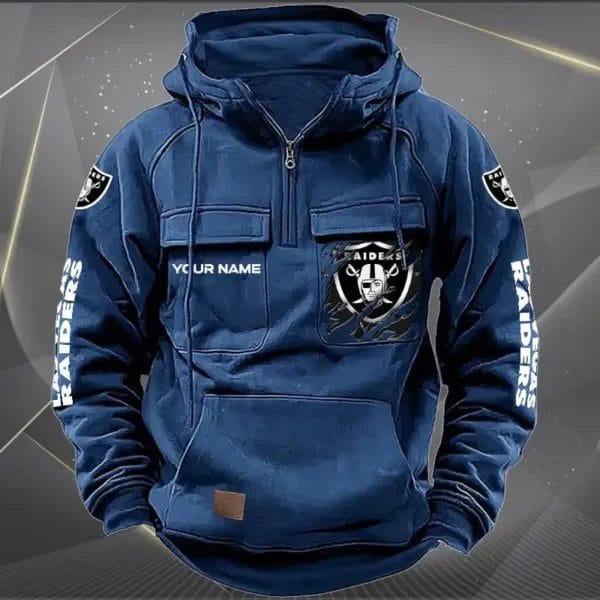 Las Vegas Raiders New Personalized Multi Pockets Zip Hoodie AMCMZHD000048 - Image 2