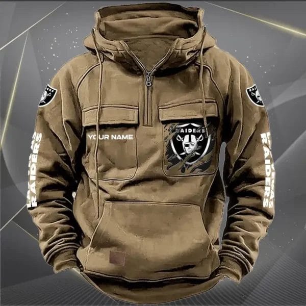 Las Vegas Raiders New Personalized Multi Pockets Zip Hoodie AMCMZHD000048 - Image 3